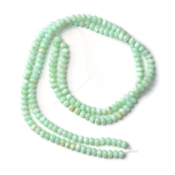 Shell beads, pastel green, whole strand, roundel, 6x4 mm, appx. 91 pc