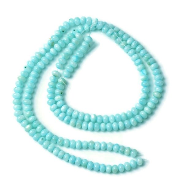 Shell beads, turquoise blue, whole strand, roundel, 6x4 mm, ca. 91 stk.