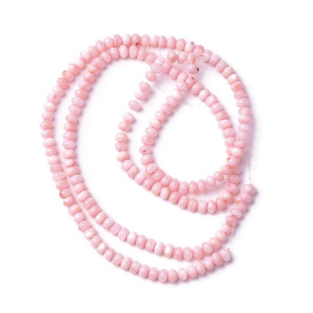 Shell beads, pink, whole strand, roundel, 6x4 mm, appx. 91 pc