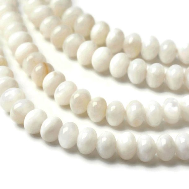 Shell beads, offwhite, roundel, 6x4 mm, hole: 1 mm 10 pcs.