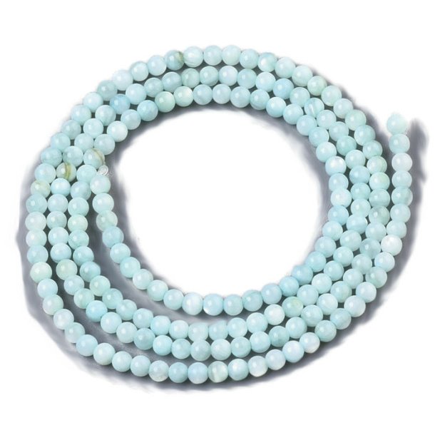 Shell beads, full strand, colored, round, light blue/turquoise, 2-2.5 mm, appx.180 pcs