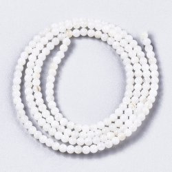 Muschelperlen, ganzer Strang, farbig, rund, wei&szlig;, 2,5 mm, ca. 180stk