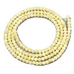 Muschelperlen, ganzer Strang, farbig, rund, hellgelb, 2,5 mm, ca. 180 stk