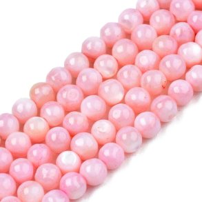 Mother of pearl bead, dyed, round, bright pink, pearl effect, 4 mm, 20 pcs