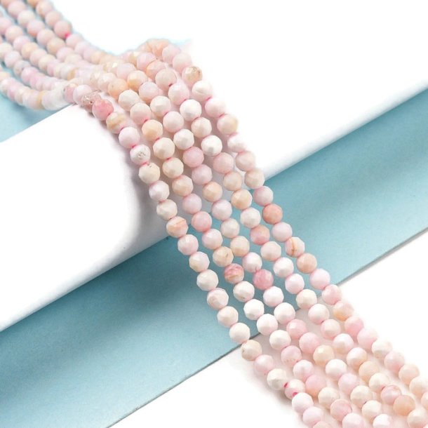 Shell beads, pink shades, whole strand, round, faceted, 3 mm. appx. 126 pc