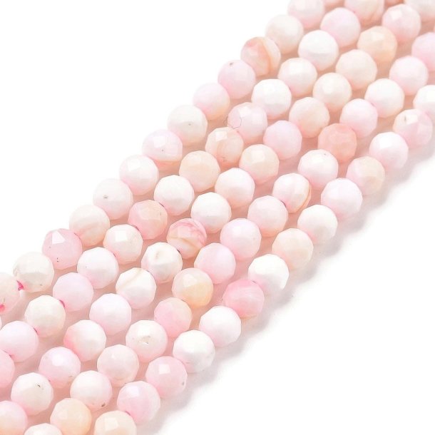 Mother of pearl, shades of pink, whole strand, round, faceted, 4 mm, appx. 94 pcs.
