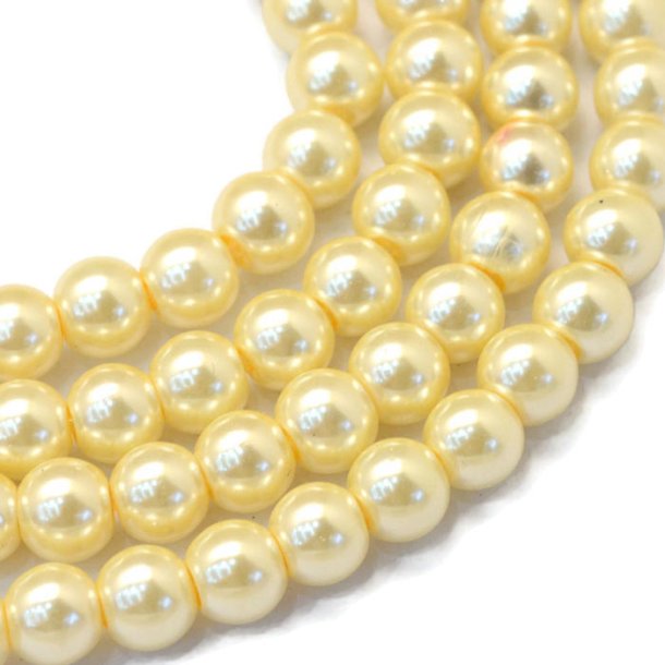 Baking painted glass beads, complete strand, round, Pale Yellow, 4mm, approx. 210 pcs.