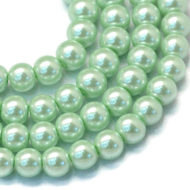 Baking painted glass beads, complete strand, round, Pastel green, 6 mm, approx. 210 pcs.