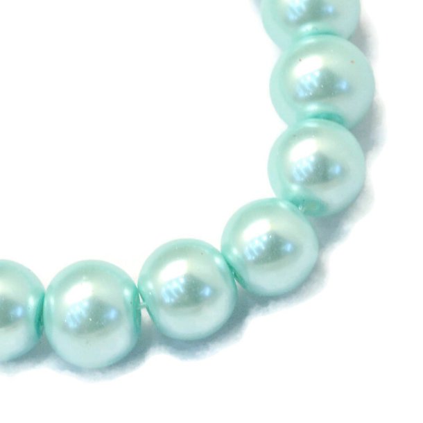 Baking painted glass beads, round, Aquamarine blue, 6 mm, 20 pcs.