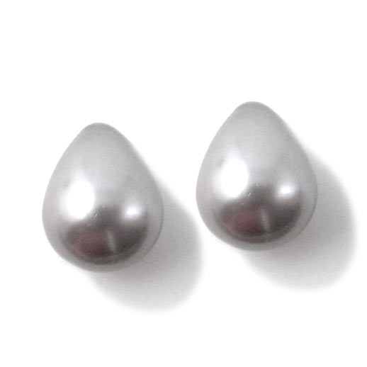 Shellpearl, Tropfen, hell metallisch grau, 15x12 mm, angebohrt, 2 Stk.
