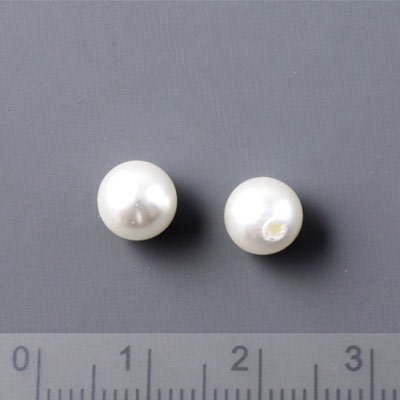 Shell pearl, rund hvid anboret 5 mm med 1 mm hul, stk.