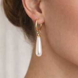 Shellpearls, Tropfen, lang, wei�, 8x30 mm, angebohrt, 2 Stk.