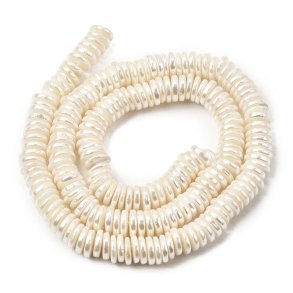 Shell pearl, flat round, electroplated mother-of-pearl, heishi, 7x1.5 mm, 200 pcs
