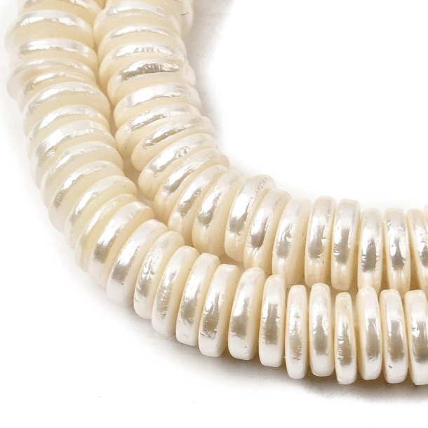 Shell pearl, flad rund, elektroplated perlemor, heishi, 7x1,5 mm, 20 stk