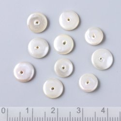 Shell pearl, flat round, electroplated mother-of-pearl, heishi, 7x1.5 mm, 20 pcs