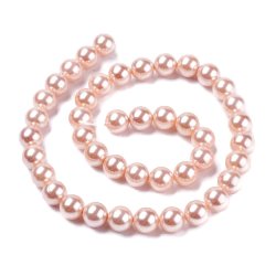 Shell Pearls, ganzer strang, rund, rosa, 8 mm, 50 Stk