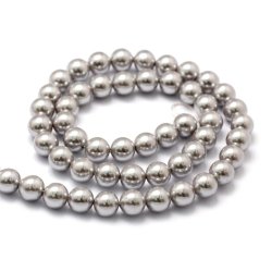 Shell pearl, round, light grey, 10mm, A-grade, 6pcs