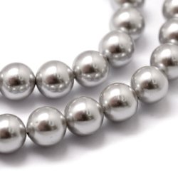Shell pearl, round, light grey, 10mm, A-grade, 6pcs