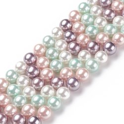 Shell Pearls, rund, Pastelfarben, 8 mm, A-Qualit�t, 10 Stk.