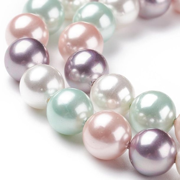 Shell Pearls, rund, Pastelfarben, 8 mm, A-Qualit�t, 10 Stk.