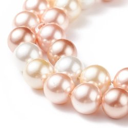 Shell pearl beads, full strand, round, mixed light colors, 8 mm, A-grade, appx. 48 pcs