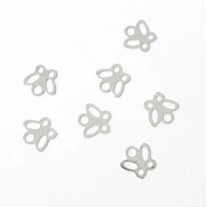 Silhouette-charm, silvered small single butterfly, 6.5x7mm, 40pcs.