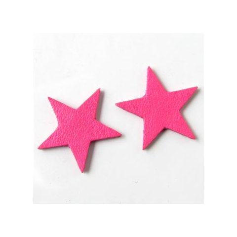 Skind-stjerne, neon pink gennemfarvet, 17 mm, 2 stk.