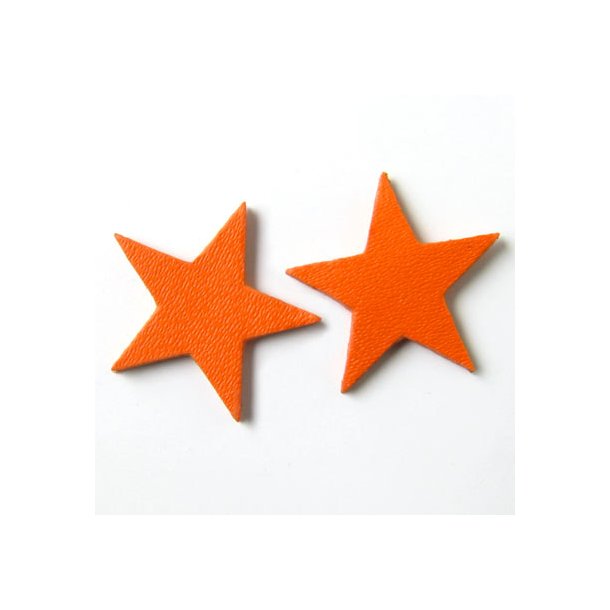 Leather star, orange, 17mm, 2pcs.