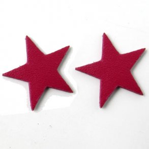 Leder-Sterne, bordeaux-rot/ dunkelrot durchgefärbt, 17 mm, 2 Stk.