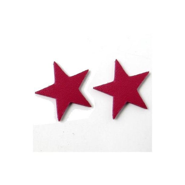 Leather star, bordeaux, fully dyed, 17mm, 2pcs.