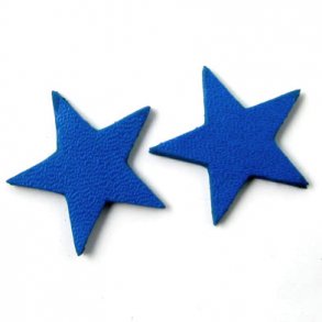 Leder-Sterne, stark-blau, durchgefärbt, 17 mm, 2 Stk.