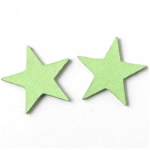 Leder-Sterne, pastel-grün, 17 mm, 2 Stk.
