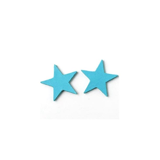 Gro&szlig;einkauf, Leder-Sterne, hellblau, 17 mm, 50 Stk.