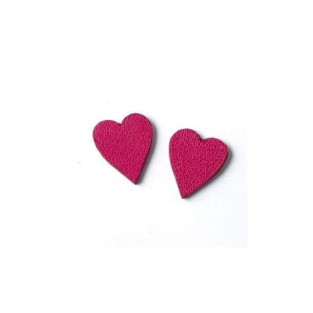 Leather heart, bordeaux, fully dyed, 11x13 mm, 2pcs.