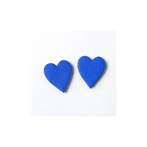 Leather heart, dark blue, fully dyed, 11x13 mm, 2pcs.