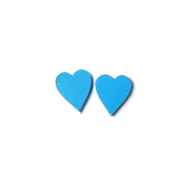 Bulk buying, leather heart, light blue, fully dyed, 11x13 mm, 50pcs.