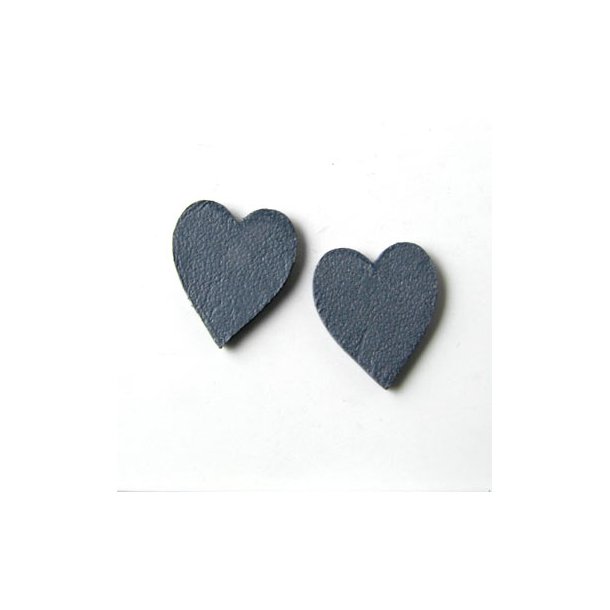 Leather heart, grey, fully dyed, 11x13 mm, 2pcs.