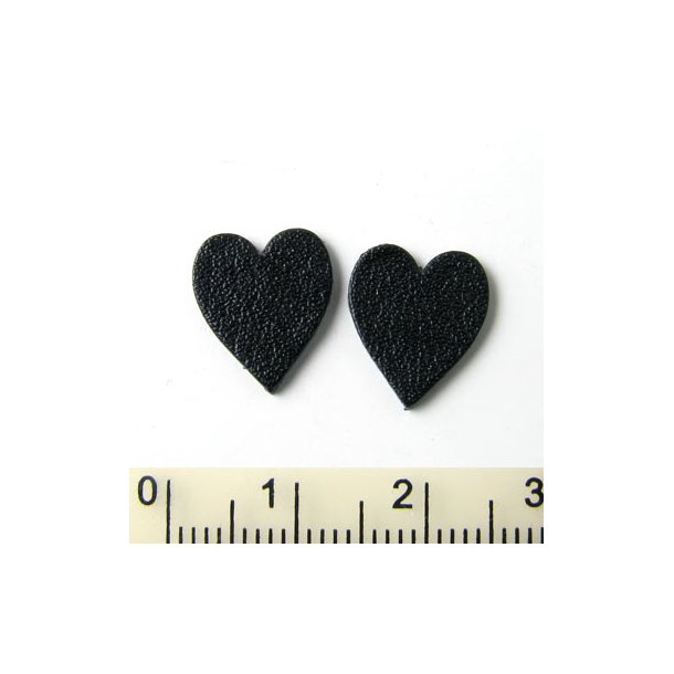 Skind-hjerte, sort gennemfarvet, 11x13 mm, 2 stk.