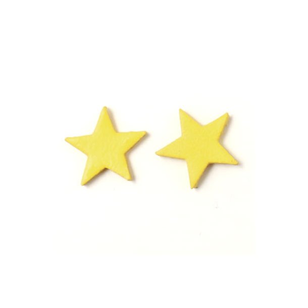 Leather star, yellow, 14 mm, 2pcs.