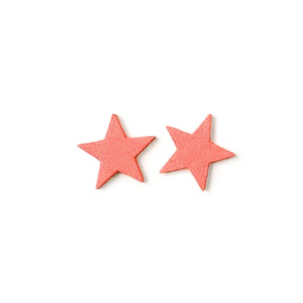Leather star, salmon, 14 mm, 2pcs.