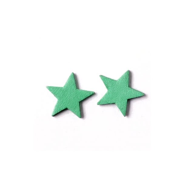 Leather star, blue-green, 14 mm, 2pcs.