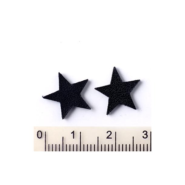 Leather star, small, black, fully dyed, 14 mm, 2pcs.