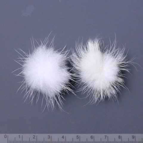 Lille pels pom-pom, kanin, hvid, diameter 20 mm, 2