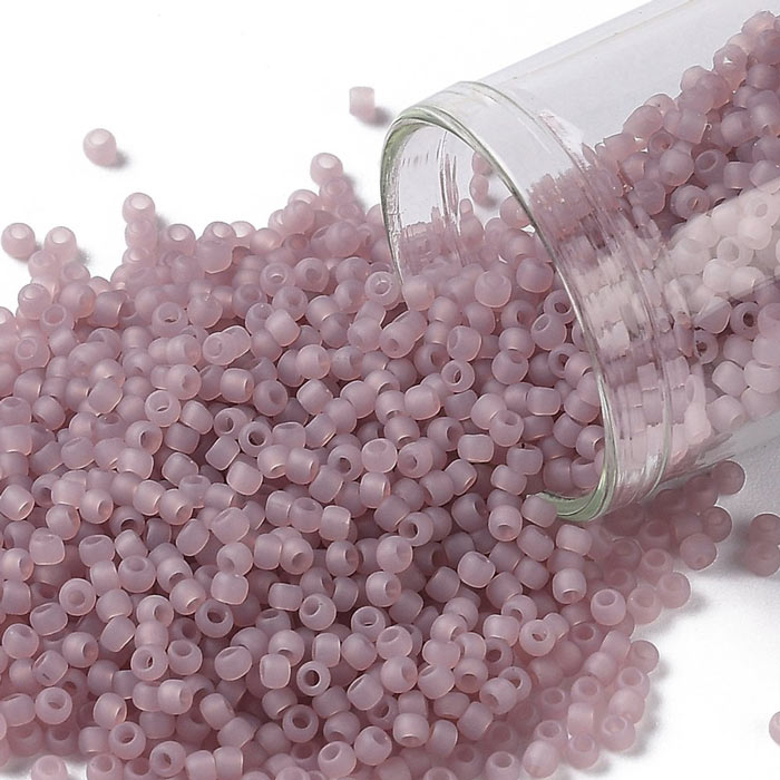 Toho Seed Beads, grau, hell lavendelfarben, halbtransparent, matt, #11, 2x1,5 mm, 10gr., 1100 stk