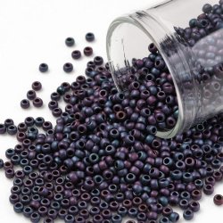 TOHO seed beads, blue, matte frost iris, #11, 2.2 mm, hole 0.8 mm, 10gr