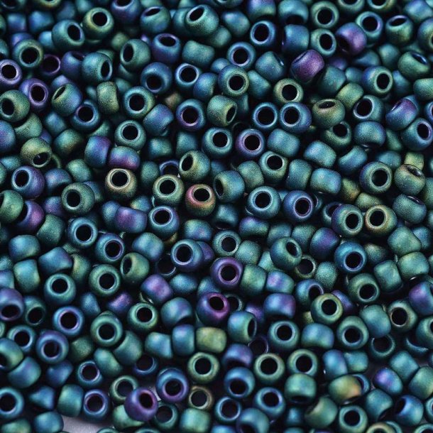 TOHO seed beads, turquoise green, opaque matte iris, #11, 2.2 mm, hole 0.8 mm, 10gr.