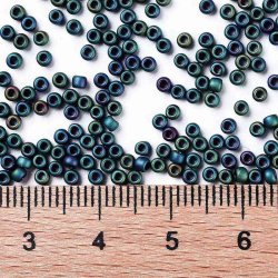 TOHO seed beads, turquoise green, opaque matte iris, #11, 2.2 mm, hole 0.8 mm, 10gr.