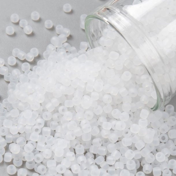 Toho Seed beads, white, semitransparent, frosted, #11, 2x1.5mm, 10gr., 1100 pcs
