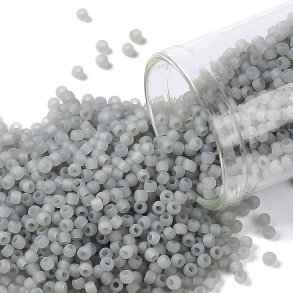 Toho Seed beads, turquoise, opaque, frosted, #11, 2x1.5mm, 10gr., 1100 pcs