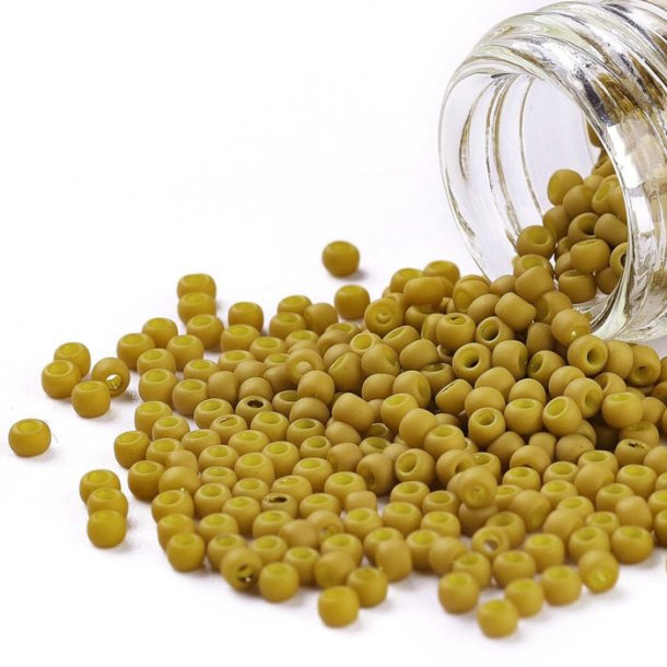Toho Seed beads, yellow mustard, frosted, #11, 2x1.5mm, 10gr., 1100 pcs